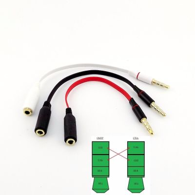 1pc White/Black/Red CTIA to OMTP 3.5mm Audio Adapter Converter Cable Handsfree Earphones 15cm