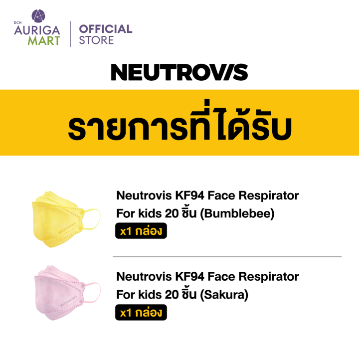 neutrovis-kf94-face-respirator-for-kids-set-นิวโทรวิส-หน้ากากสำหรับเด็ก-รุ่น-kf94-คละสี-20p-x2