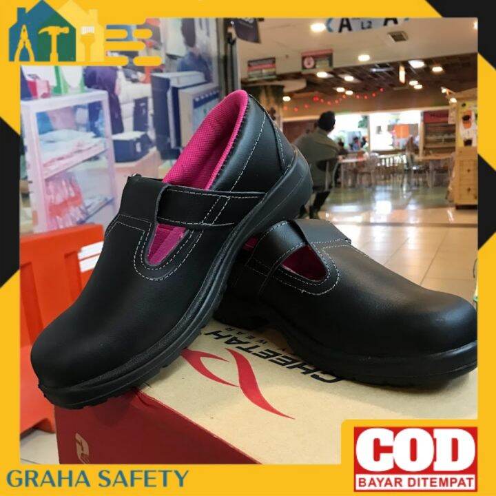Sepatu Safety Wanita Cheetah 4008 Hitam - Woman Safety Shoes Ujung Besi ...