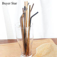 10PCS Metal Drinking Straws Reusable Colorful Stainless Steel Straw+3 Brush Metal Drink Yerba Juice Bar Accessorie Party Specialty Glassware