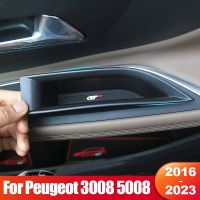 สำหรับ Peugeot 3008 5008 GT 2016 2017 2018 2019 2020 2021 2022 2023ที่ใส่อุปกรณ์บนรถยนต์ที่เท้าแขนที่จับประตูถาดกล่องเก็บของอุปกรณ์เสริม