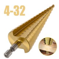 4 -32mm Titanium Coated Metal Hex Core Drill Bits HSS High Speed Steel Step Drill Bit Set Cone Hole Wood Cutter Taper Metric