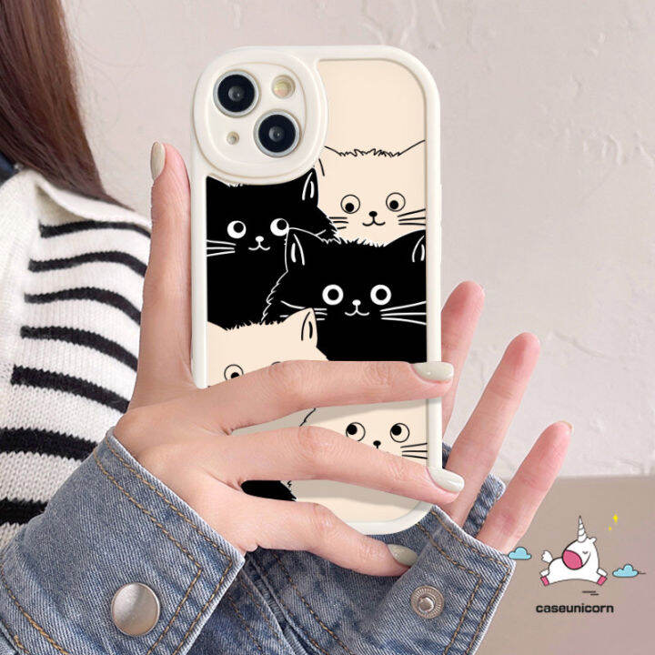 เคสมือถือลายแมวการ์ตูนน่ารักใช้ได้กับ-iphone-11-14-12-13-pro-max-7plus-xr-6s-7-8-plus-x-xs-max-se-2020ฝาครอบด้านหลังเนื้อนิ่ม-tpu-ตลก