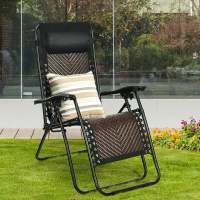 Gymax Folding Rattan Patio Zero Gravity Lounge Chair Recliner w/ Headrest Sofa Covers  Slips