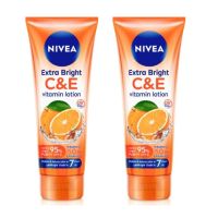 (มีคูปองส่งฟรี / 320 ml x 2 หลอด )  NIVEA Extra Bright C and E Vitamin Lotion 320 ml. นีเวีย โลชั่นบำรุงผิวกาย เอ็กซ์ตร้า ไวท์ ซี แอนด์ อี วิตามิน 320 มล. 2 ชิ้น