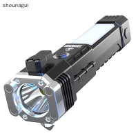 shounagui ไฟฉาย LED สว่างพิเศษพร้อมค้อนนิรภัยไฟฉายด้านข้างชาร์จด้วย USB โคมไฟแบบพกพาโคมไฟกลางแจ้งผจญภัย