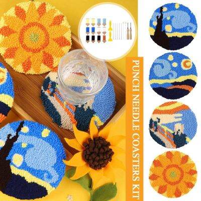 【CC】♕✔  Russian Embroidery Hand Diy Coaster Wool Punch Needle Material Set Knitting Cup