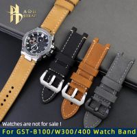 Mens Frosted Cowhide Strap Female Connector For CasioG-shock GST-B100/W300/400G/S120/W130L Genuine Leather Watch Band Belt 26mm