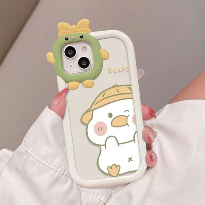 เคสสำหรับ-a31-a16k-oppo-6z-a53-a33-a57-a77-2020-a78-a58-a93-5g-reno-7z-8z-5z-4-5-6-7-pro-4-se-เคสซิลิโคนนิ่มใสรูปเป็ด3d-โบว์เลนส์-little-monster-ins-โปร่งใสกันกระแทกการ์ตูนน่ารักแฟชั่น