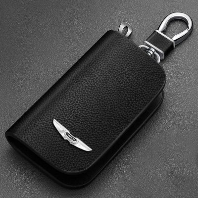 ☫♧℡ Leather Key Case For Chrysler Pacifica 300 Glacier 300C SRT8 Delta Ypsilon Metal Logo Waist Pendant Cover Keychain Accessories