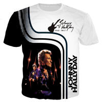 เสื้อยืด johnny Hallyday, เสื้อพลัสไซส์, เสื้อแฟชั่นผู้ชายผู้หญิงยอดนิยมลำลองแขนสั้น Harajuku streetwear, เสื้อยืดพิมพ์ลาย3D