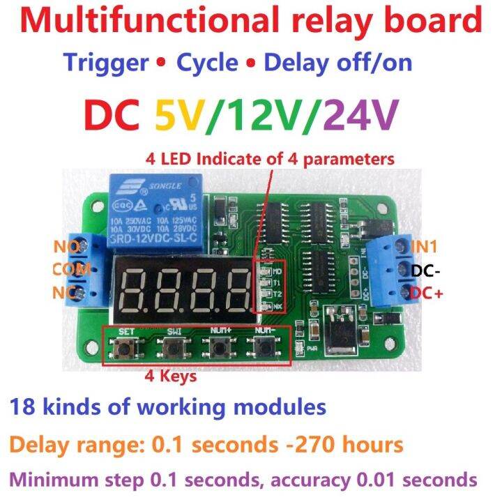 5v 12v 24v Dc Multifunction Relay Time Switch Turn On/off Plc Mudule ...