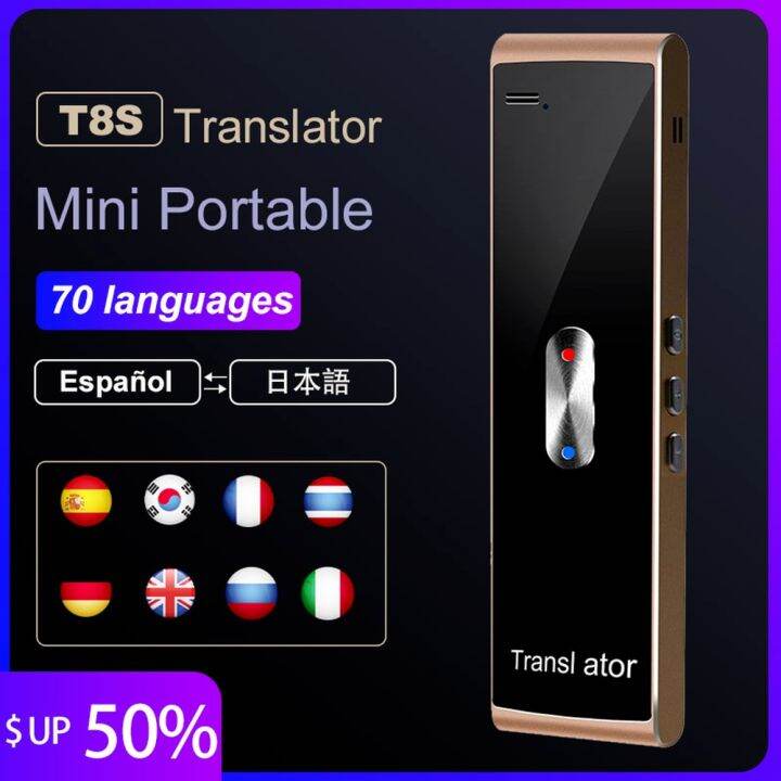 T8S แบบพกพาอัจฉริยะนักแปลหลายภาษาสองทางแบบเรียลไทม์เสียงข้อความแปล ...