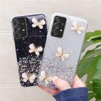 เคสโทรศัพท์กากเพชรเลื่อมหอยสังข์หรูหราสำหรับ Samsung Galaxy A50 A51 A71 A30 A70 A7 A9ฝาครอบ2018 Galaxy S21 S10 S9 S8Plus J6 J4