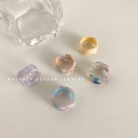 Korean Retro Hit Color Resin Rings Acetate Open Ring Index Finger Ring Female Acrylic Rings Chunky Rings Clay Rings