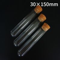 6pcs/lot 30x150mm Transparent Round Bottom Glass Test Tubes With Cork Wooden Stoppers For Laboratory Container