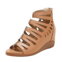 Hole-in-the-hole sandals with wedges and platform sandals high-heeled folk Roman womens shoes