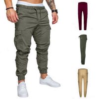 JODIMITTY 2021 Mens Casual Solid Multi-pocket Trousers Slim Drawstring Cargo Pants Male Autumn Winter Jogging Sweatpants 3XL