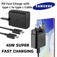 ที่ชาร์จ Samsung เร็วสุดๆ Adaptor Traveling ของแท้45W PD Usb-C ไปยัง Type-C อะแดปเตอร์ชาร์จเร็วชนิด C สายข้อมูล