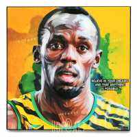 Usain Bolt ยูเซน โบลต์ นักวิ่ง นักกรีฑา รูปภาพ​ติด​ผนัง​ pop art พร้อมกรอบและที่แขวน​ กรอบรูป​​ ของขวัญ รูปภาพ​ แต่งบ้าน