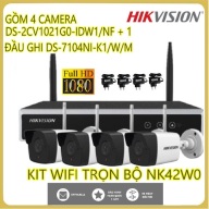 [Trả góp 0 ]Bộ Kit 4 Camera IP WIFI Không Dây Ngoài Trời-Trong Nhà 2MP Hikvision thumbnail