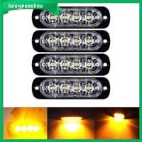 JUICYPEACHNU 4ชิ้น4ชิ้น DRL อัตโนมัติ LED รถโคมไฟบีคอนไฟตะแกรง Lightbar ไฟเตือนไฟแฟลชกระพริบ