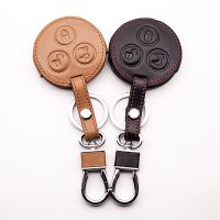 ☞ Genuine Leather Car Keychain Key Fob Case Cover Key cases For Mercedes-Benz Smart Fortwo Forfour City Roadster 3 buttons keys