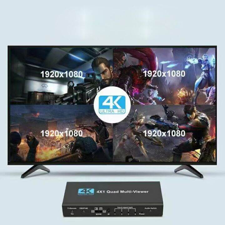 4k-hdmi-4x1เครื่องดูภาพหลายช่อง-hdmi-4-in-1ช่องสลับสัญญาณ-hdmi-แบบหลายช่องพร้อมรีโมทคอนโทรลและเครื่องขูด