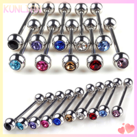 [KUNLIAN] 5pcs จำนวนมากผสมโลโก้ลูกบอลลิ้นบาร์แหวน barbell เจาะสแตนเลส