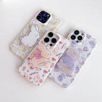 Mp เคสโทรศัพท์ ในไทยสำหรับ iPhone case เคสไอโฟน เคสไอริงกระต่าย Rabbit โบว์ชมพู+Griptok holder X,11-14Plus,14Pro,14Promax เคสสวยๆ ส่งฟรี