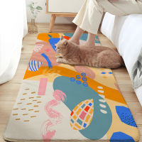 Cute Watercolor Graffiti Irregular Flannel Living Room Car Absorbent Front Door Mat Kids Bedroom Soft Bathroom Anti-Slip Mat