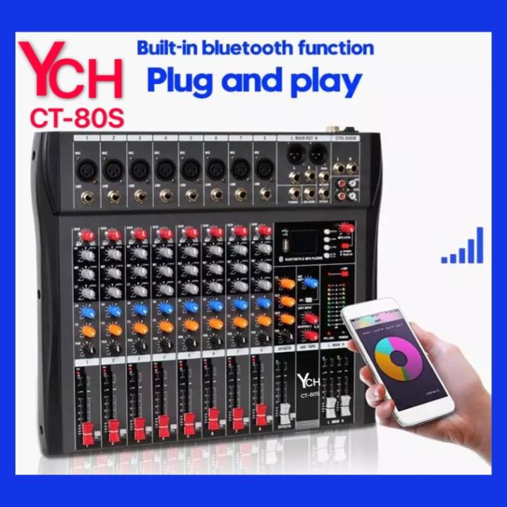 สเตอริโอ-มิกเซอร์8ช่องเอ็ฟเฟ็คแท้-professional-8-ช่องผสมพร้อม-bluetooth-usb-dj-เสียงคอนโซลผสม-mp3-แจ็คคาราโอเกะคาราโอเกะ-ktv-party-ych-ct-80s