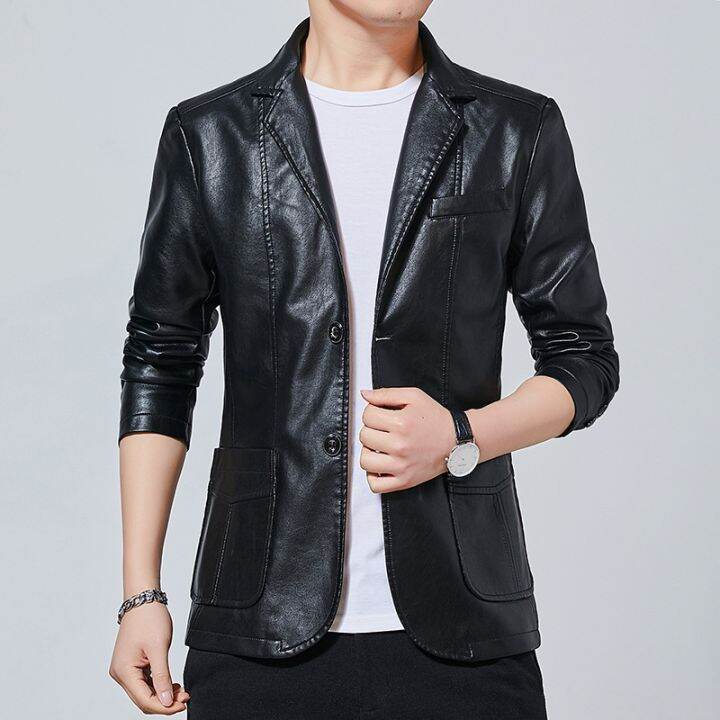 cod-leather-mens-spring-and-autumn-korean-style-trendy-slim-handsome-suit-jacket-flight-motorcycle-leather