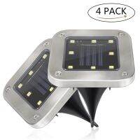 4Pcs Outdoor Solar Power Lighting 8 LED Buried Light Under Ground Lamp Waterproof Path Way Garden Lawn Yard Christmas Square Lam