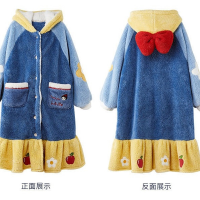 Women Robes Winter Warm Coral Fleece snow White Nightgown Sleepwear Cute Cartoon Pyjama Homewear Couple Pajamas Bathrobe men