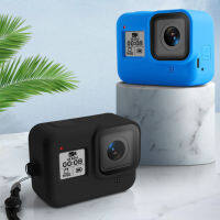 สำหรับ Gopro Hero 8กล้องกีฬาสีอ่อนเคสซิลิโคนถือพร้อมเชือก