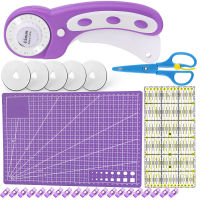 Nonvor 45mm Rotary Cutter Kit with 5 Blades Cutting Mat Patchwork Ruler Tailors s Sewing Clips for Fabric Quilting Tools
