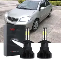 หลอดไฟหน้า LED 6000K สีขาว สําหรับ Toyota Vios ncp42 2003-2007 2 ชิ้น เสียบและเล่น