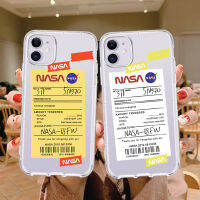 เคสสำหรับ IPhone 11 12 13 14 Pro Promax 7 8 Plus X XS XR XSMAX แฟชั่น USA เคสโทรศัพท์ใส TPU ป้าย NASA สำหรับ Apple 12Pro 11Pro 13Pro 14Pro 14Plus QMY