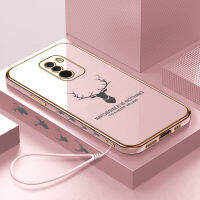 [ฟรีสายคล้อง] เคสโทรศัพท์เซลล์ F1 Xiaomi รูปการ์ตูน ELK Deer ที่ใช้ตกแต่งภายนอกกวางเรนเดียร์ขอบสี่เหลี่ยมเคสโทรศัพท์ชุบเคลือบหรูหราเคสโทรศัพท์นิ่ม