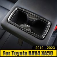 เบาะโครงถ้วยน้ำที่เท้าแขนกลางหลังภายในรถยนต์ ABS ขอบตกแต่งสำหรับ Toyota RAV4 XA50 2019 2020 2021 2022 2023 RAV 4