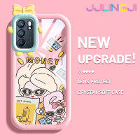 Jjlingji เคสสำหรับ OPPO Reno 6 5G Reno 6 Pro 5G Reno 6Z 5G เคสลายการ์ตูนเด็กผู้หญิงเงินน่ารักสีสันสดใสเคสซิลิโคนเลนส์กล้องถ่ายรูปแบบนิ่มใสกันกระแทกแบบใสง่าย