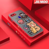 เคส JIUMOO สำหรับ OPPO R15 R15 Pro เคส R17การ์ตูนหมีกินดีไซน์ใหม่เคสประกบหลังแบบแข็งฝ้าเคสโทรศัพท์ขอบซิลิโคนนิ่มกันกระแทกคลุมทั้งหมดเคสป้องกันกล้อง