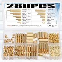 280Pcs M2.5 Hex Nuts Assortment Kit Head Brass Spacing Double pass Screws Threaded Pillar PCB Computer PC Motherboard Spacer