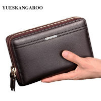 Luxury Brand Men Clutch Bag Fashion Long Wallet Men Leather Double Zipper Business Purse Black Brown Casual Male Handy Money Bag