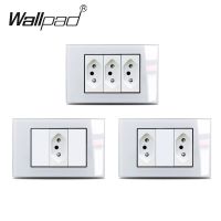 ♤✱✇ Brasil Wall Socket 118x75mm Wallpad L3 White Tempered Glass AC 110V Brazil Brazilian Plug 3 Pins Hole 10A Power Wall Outlet