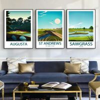 Augusta National Golf Club St Andrews TPC Sawgrass Travel พิมพ์โปสเตอร์ภูมิทัศน์ Wall Art ภาพวาดผ้าใบ Aesthetic Home Decor New