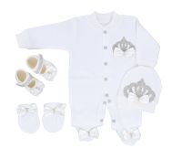 ◘ Dollbling Welcome Home Baby Blanket Gift 4Pcs Jewelry Name Infant Cotton Clothes Princess Mitten Bonnet Bibs Romper Set