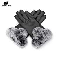 BISON DENIM Womens Winter Gloves Touch Scree Thicken Warm Waterproof Windproof Womens Leather Gloves Mitters Womens Winter