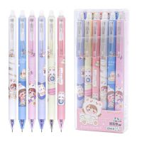 【living stationery】6ชิ้น/ล็อต Kawaii Rabbit GirlErasable GelSchoolSupplies เครื่องเขียนน่ารักหดเจล Ink0.5mm สีฟ้า